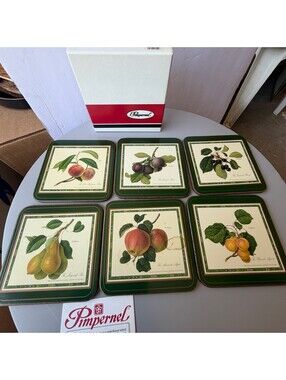 Vintage Pimpernel Royal Horticultural Society Coasters Set of 6 Fruit Botanical